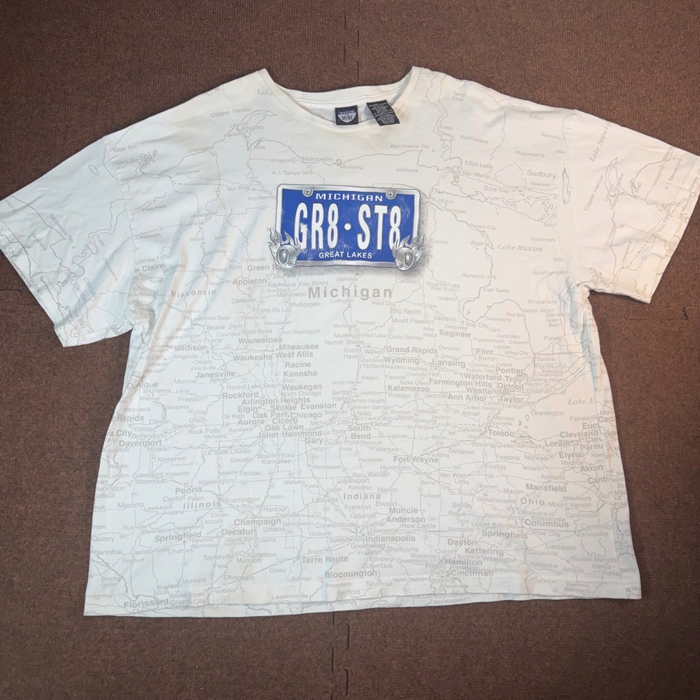 AOP State of Mine Michigan Great Lakes Map T-Shirt Mens XXXL White GR8-ST8 6159